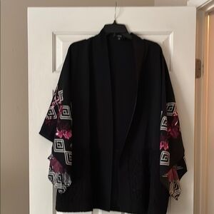 Alfani Black Kimono with Pink and White Accents